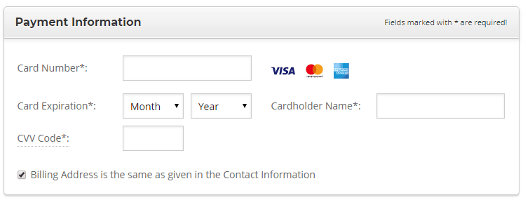 Credit/Debit Card Information
