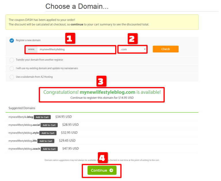 Choosing Domain Name - A2 Hosting